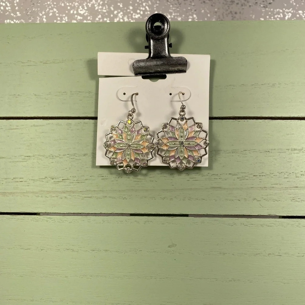 🆕 Color Brand Silver Geometric Dangle Earrings